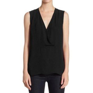 Theory Crossover Shell Georgette Silk Blouse - Black - Large